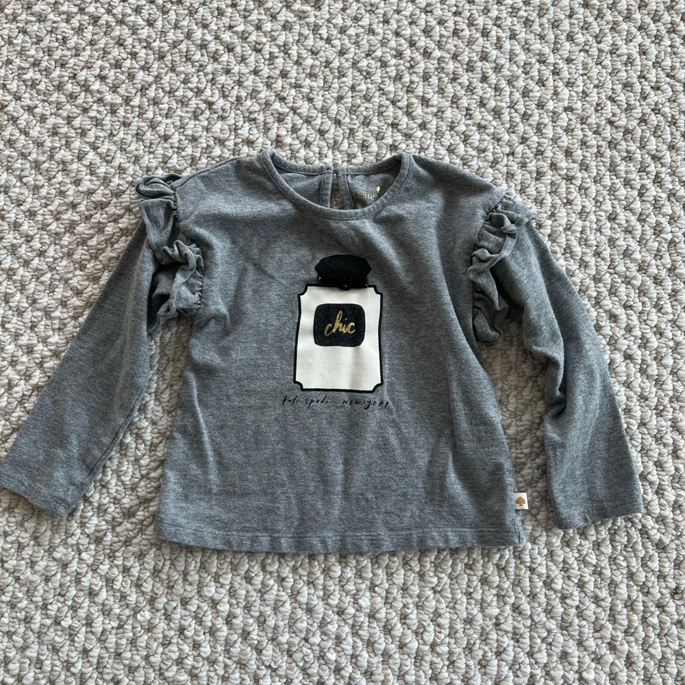 Kate Spade Chic Gray Kids Long Sleeve Top. 24mos